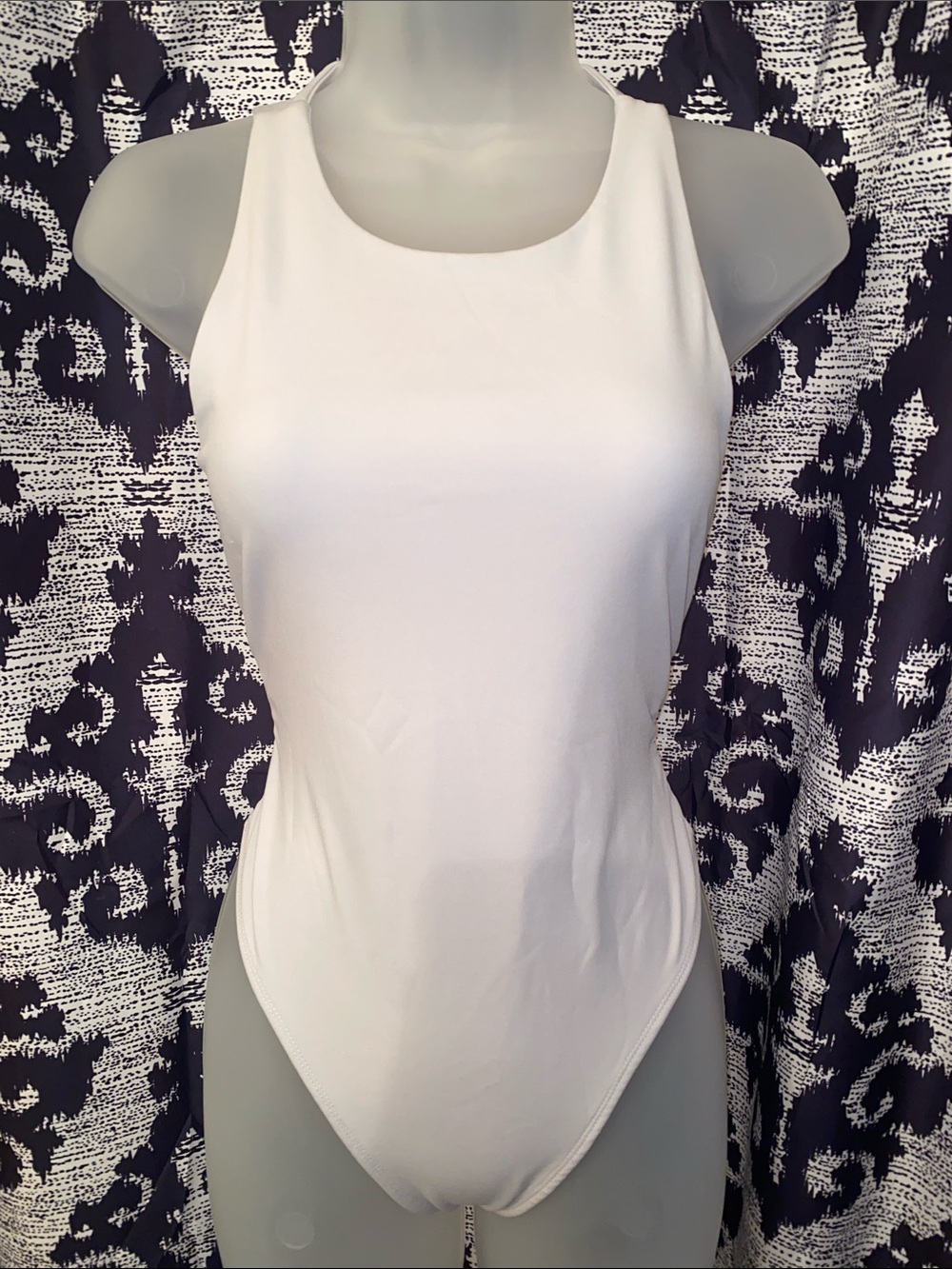 High-Neck White Tank Bodysuit